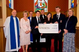 Cheque presentation to St Paul's, Lisburn, by Wallacde High School.